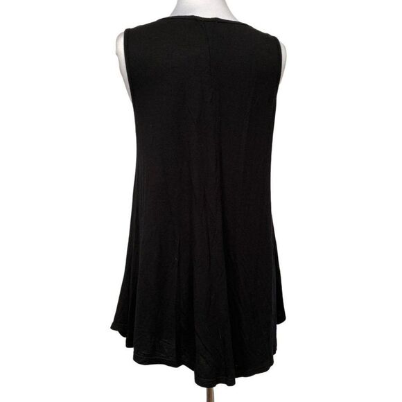 Larace Black Scoop Neck Tunic Tank Swing Top Sz S Rayon Stretch - Picture 4 of 6